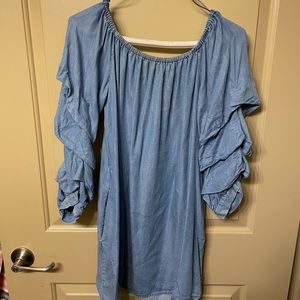 Zara woman off the shoulder denim dress